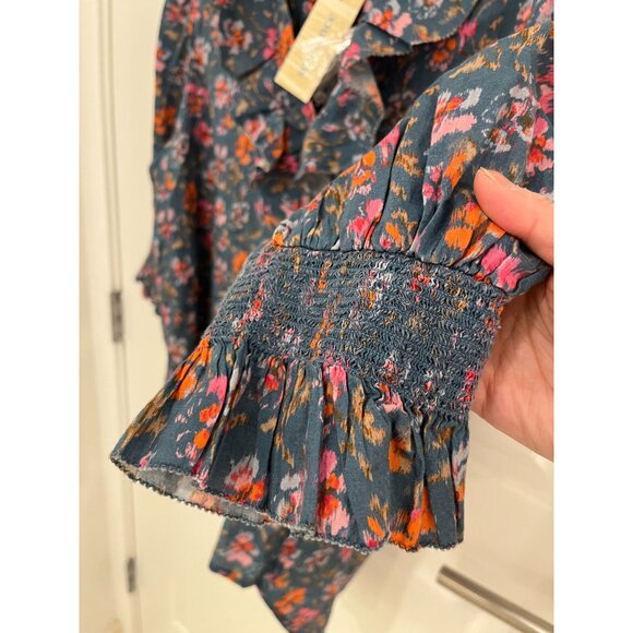 NWT Sundance Jeanie Ruffle Tunic Top Button Down Floral Print Ruffle SMALL - Picture 6 of 8